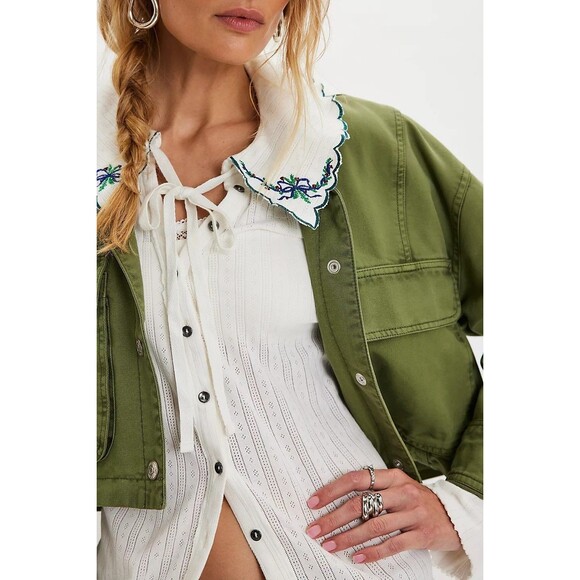 Free People Juniper Long Sleeve Cardi Top Buttondown Embroidered XS NEW 284276 - Picture 4 of 8